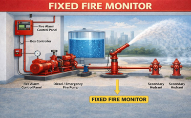 Fire Pump System Fixed Fire Monitor.